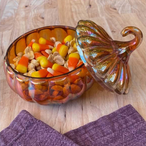 recycled glass pumpkin jar