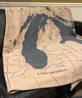 great lakes map blanket/throw smoke
