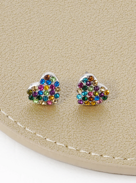 crystal pave dainty heart earrings multi