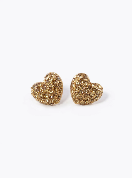 crystal pave puffy heart stud earrings