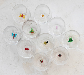 stemless wine glass with figure inside (assorted)
