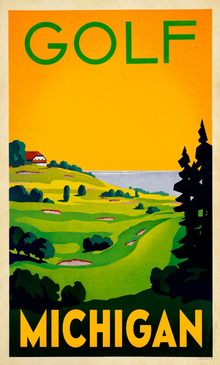 golf michigan 12x18 poster print