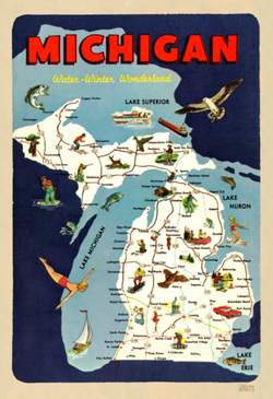 michigan water wonderland 12x18 poster print