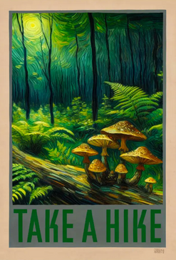take a hike mushrooms 12x18 poster print