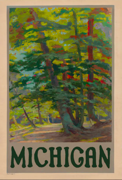 michigan forest painting 12x18 poster print