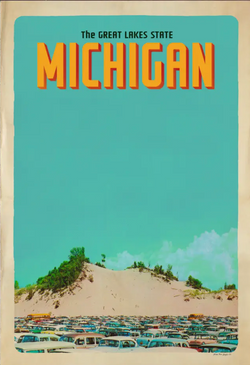 michigan dunes wes anderson 12x18 poster print