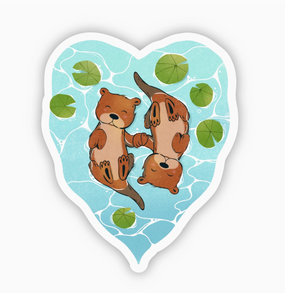 holding hands otter sticker