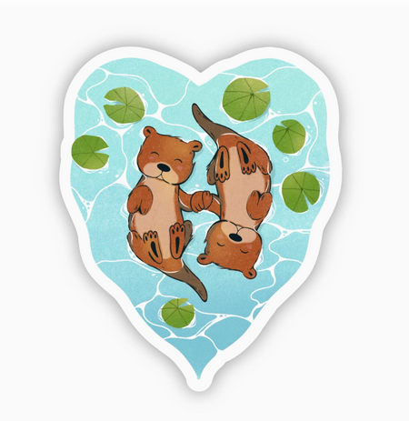 holding hands otter sticker