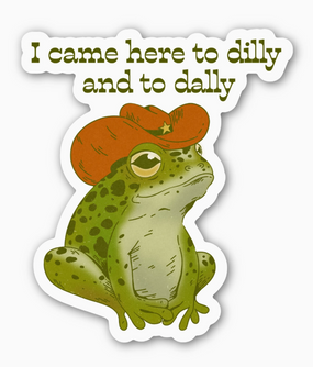 dilly dally frog sticker