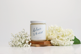 blue skies poured candle