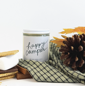 happy camper poured candle