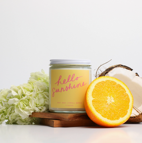 hello sunshine poured candle
