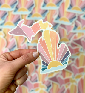 rainbow sunset michigan sticker