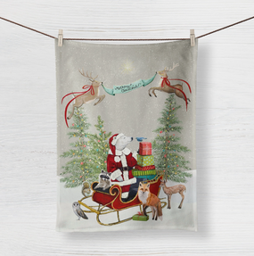 polar bear santa claws tea towel
