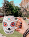 folk art skull mug