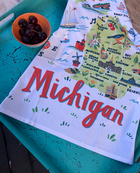 michigan print kitchen towel