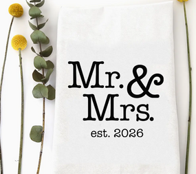 mr. & mrs. est. 2026 tea towel
