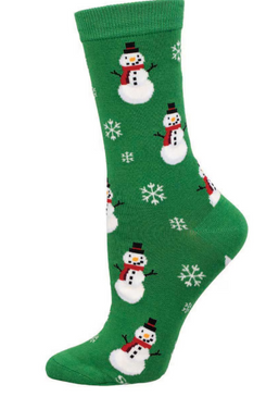 smiling snowman womens bamboo socks