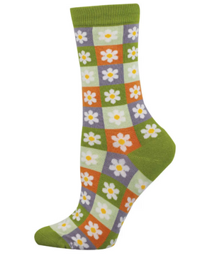 daisy squares womens bamboo socks