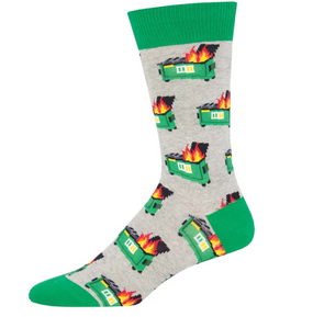 dumpster fire mens socks