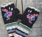 aster fingerless mitts with embroidered flowers
