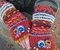 aster fingerless mitts with embroidered flowers