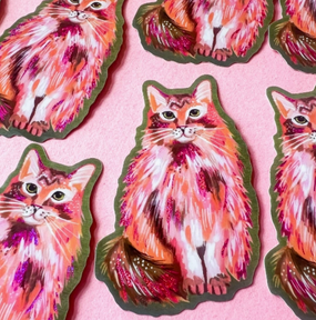 pink glitter kitty sticker