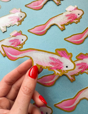 glitter axolotl sticker