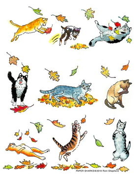 fall cats flour sack towel