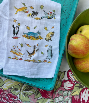 fall cats flour sack towel