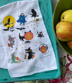 trick or treat flour sack towel