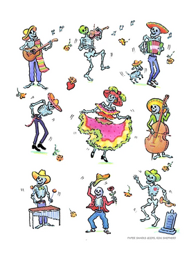 skeleton dance flour sack towel
