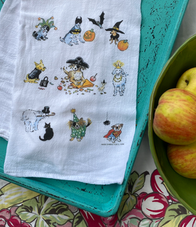dog halloween flour sack towel