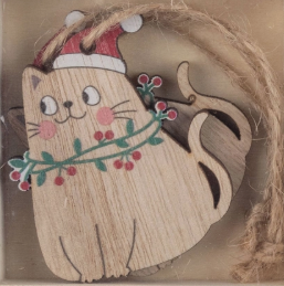 wood cat ornament (assorted)