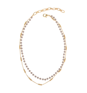 gold beaded 2 row necklace