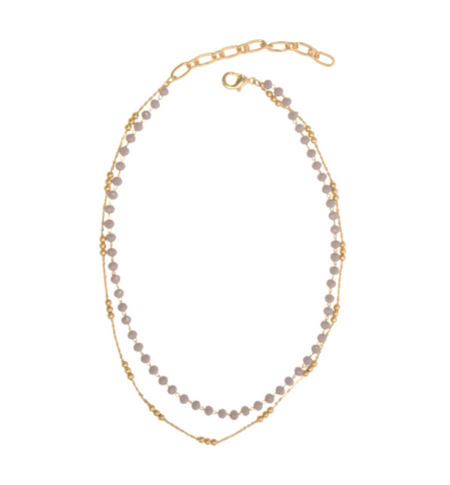 gold beaded 2 row necklace