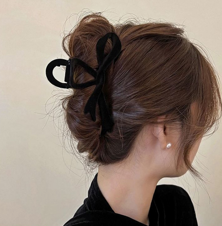velvet bow hair clip