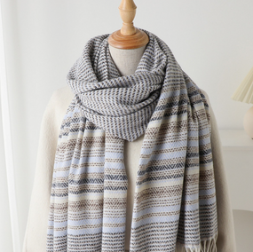 checkered shawl scarf with tassels
