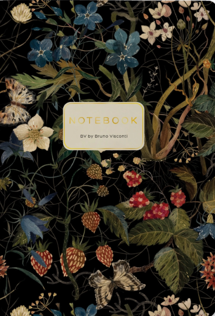 forest flowers black notebook