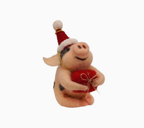 felt present pig ornament