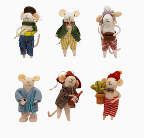 felt city mice ornament (assorted)
