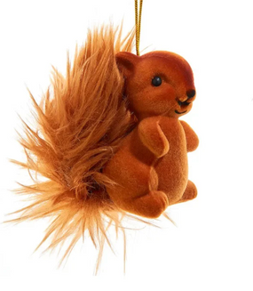 flocked squirrel ornament