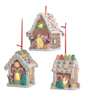 LED gingerbread house ornament (assorted)