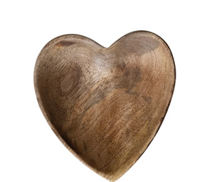 mango wood heart shaped dish