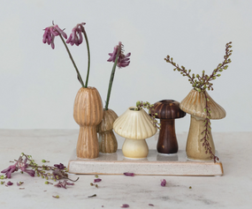 stoneware mushroom vase set