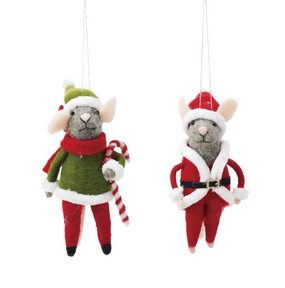 red and green felt mouse ornament (assorted)