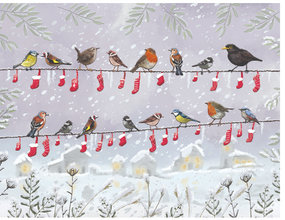 stockings in a row boxed greeting cards