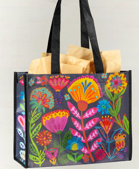 navy folk flower large happy bag