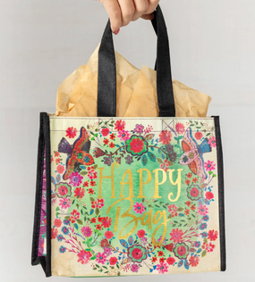 cream birds medium happy bag