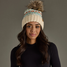 patterned pom hat